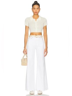 [NWT] $168 PISTOLA Izzy Mid Rise Wide Leg jeans in Vivid White. Size 25